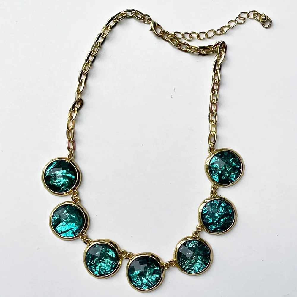 Tasha Aqua blue round statement necklace - Picture 2 of 2